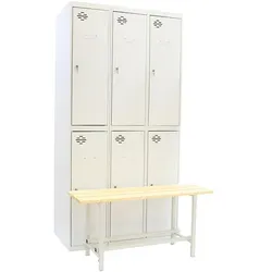 SimonRack Packung zerlegter Metallspind Tandem DIY Initial Modul + 2 zusätzliche graue 1800x1000x620 mm + Umkleidekabine Bank.