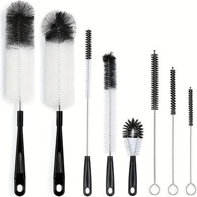 Uplifted Finds Wine Bottle Cleaning Brush Set Long Handled Bottle Cleaner For Narrow Bottles And Jugs black