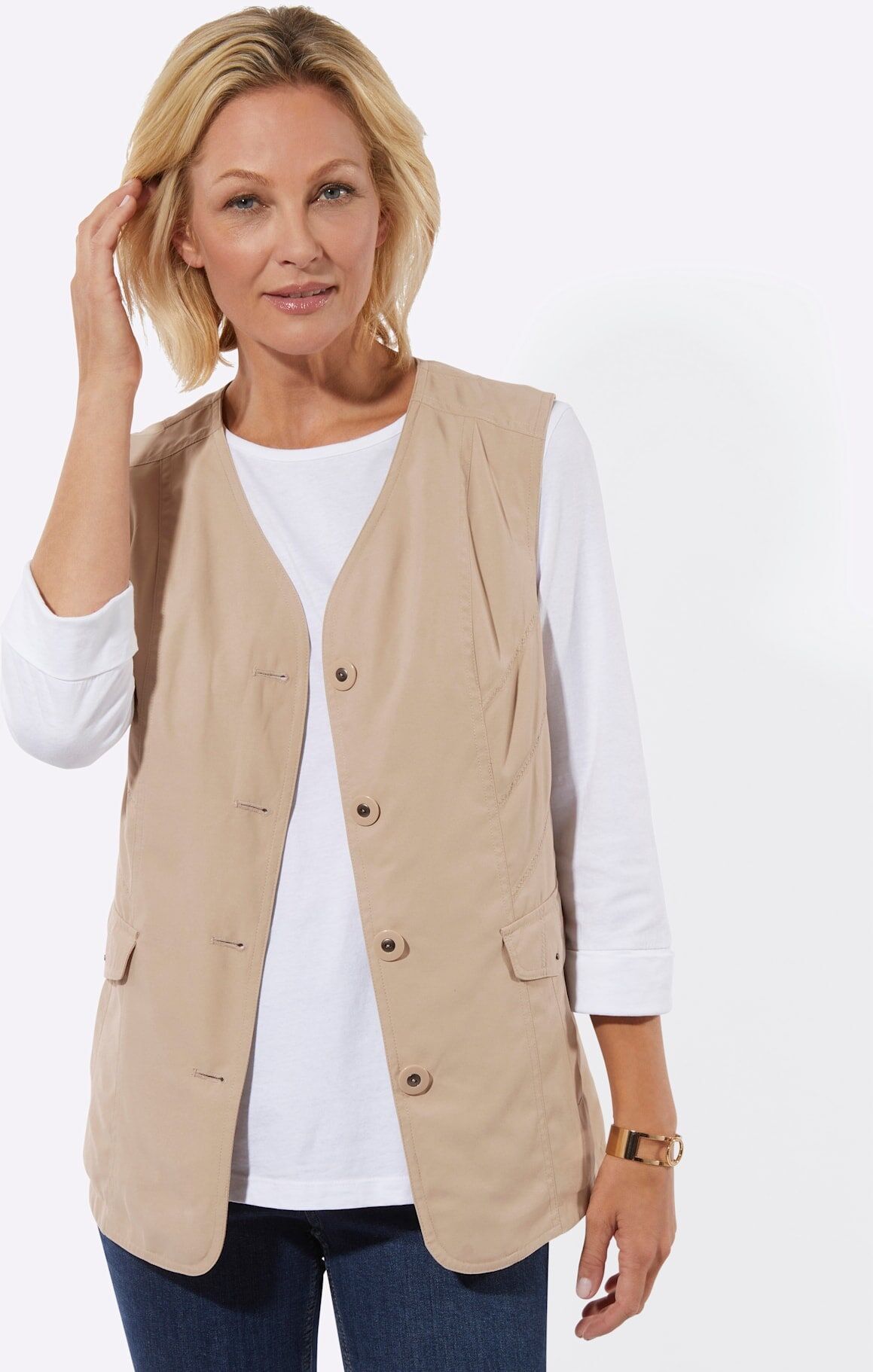 Funktionsweste CLASSIC BASICS, Damen, Gr. 48, beige, 100% Polyester, unifarben, Westen Funktionsweste beige 48