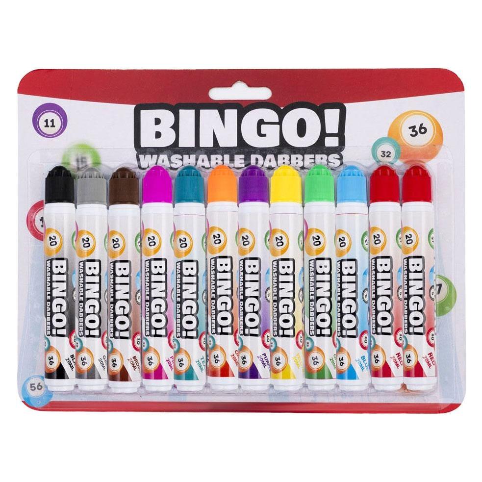 Longfield Bingo-Dabber (12 Stück) - Rot/gelb/blau/grün/paars/orange/hellblau/ rosa/grau/schwarz 20ml (360607)