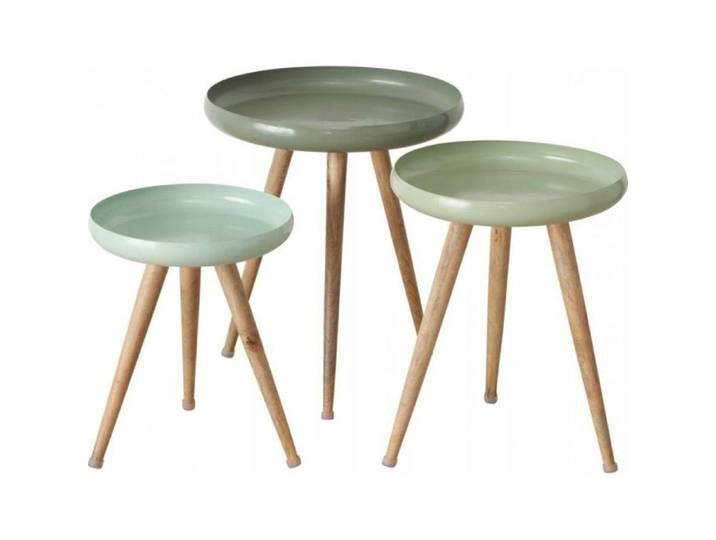 Ensemble de table basse - BOLTZE - Masdour - bois de manguier - vert - set de tables basses