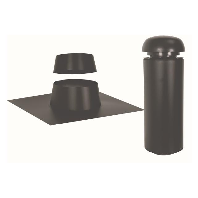 Sabetoflex Sabeto Dachkappe 160, Länge 600 mm, Dachneigung 0-9°, schwarz/schwarz mit Stahlabdeckung (5705150900600)