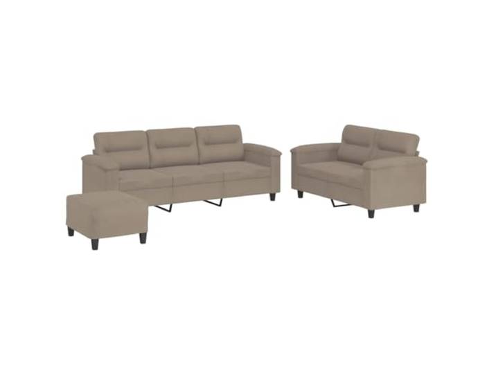 GHVBNMF 3-Teiliges Sofa Set Couchgarnitur mit Hocker Taupe Mikrofaser Vielseitige Polsterecke fürs Wohnzimmer mit bequemem Pouf, robustem Metallgestell und pflegeleichtem Bezug.