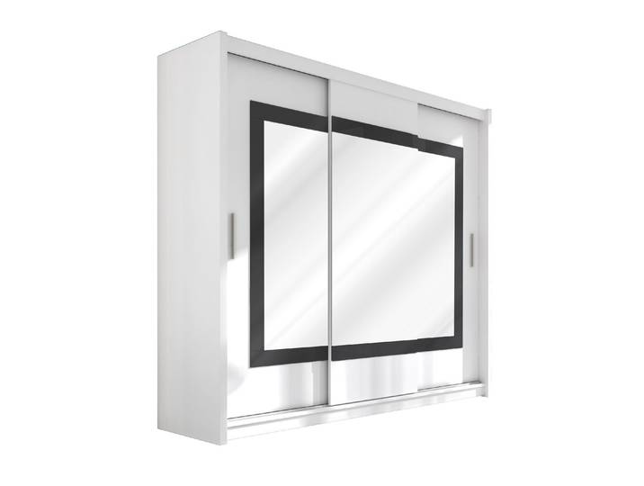Masseno Schiebetürenschrank KENNEN 250/215/61cm 3-türig mit Spiegel Weiß