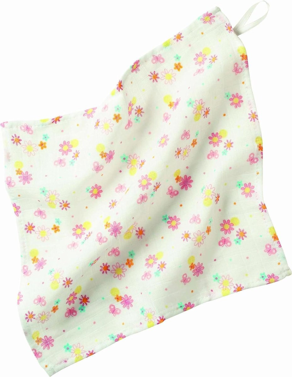 Playshoes 5-delige set washandjes met bloemenprint voor kinderen, 30 x 30 cm