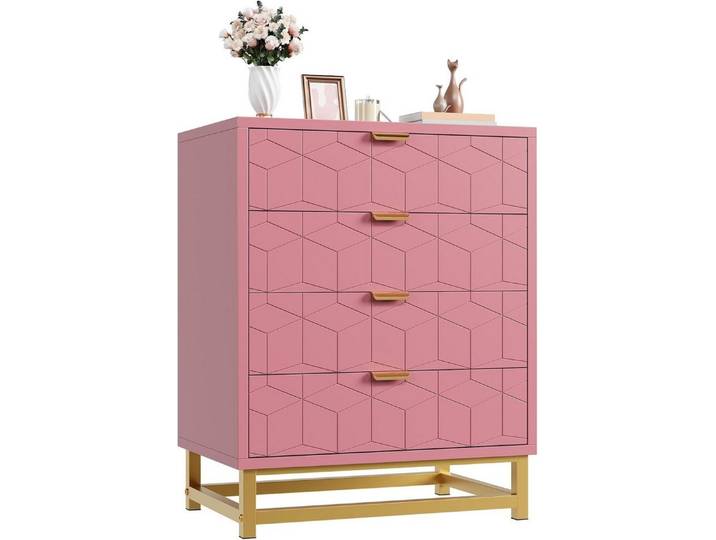 GarveeMore Kommode für Schlafzimmer,Kommode mit 5 Schubladen Metallbeinen,moderne Kommode, großem Stauraum Schubladenkommode für Schlafzimmer,Wohnzimmer und Flur