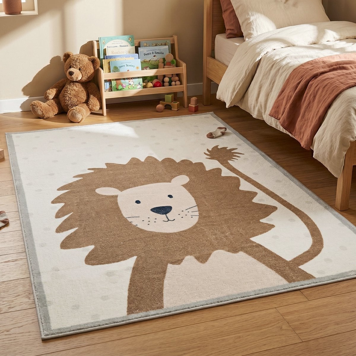 Little Olly Wasbaar kindervloerkleed Simba Lion Bruin B/D: 120 x 170 cm