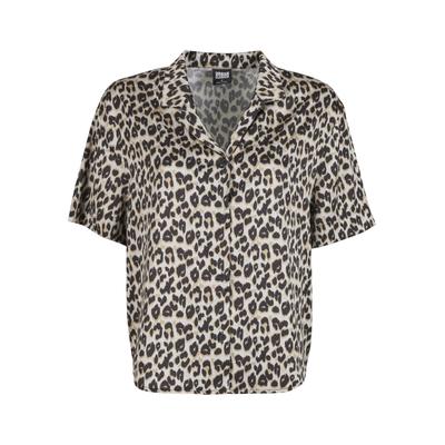Blusentop URBAN CLASSICS "Urban Classics Ladies Leo Resort Shirt", Damen, Gr. M, bunt (leo), 100% Polyester, Blusen Blusentop