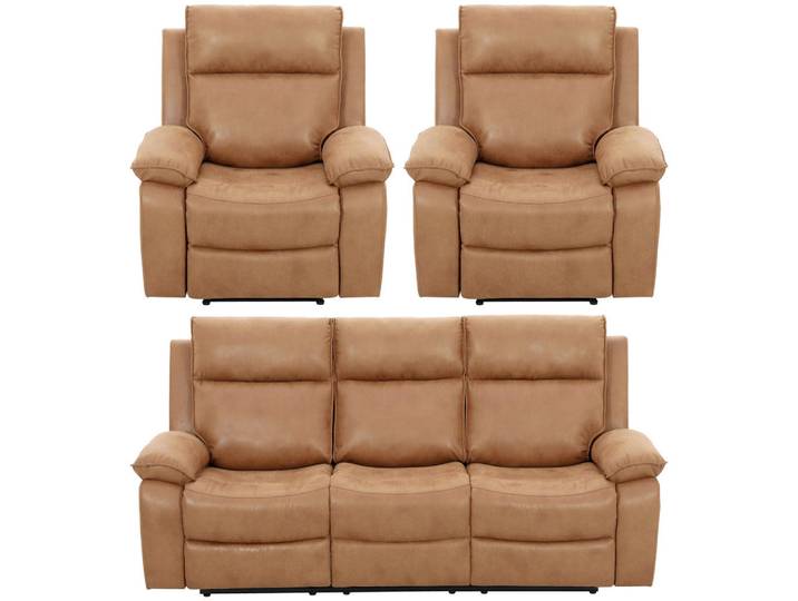 Livetastic Sitzgarnitur Cielo, Cappuccino, Metall, 3-teilig, 215x101x97 cm, Relaxfunktion, Wohnzimmer, Sofas & Couches, Sitzgarnituren