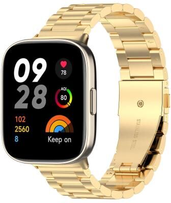 Everyday Crate Redmi Watch 5 4 Stainless Steel Watch Band Three Bead Metal Replacement Strap For Xiaomi Smart Band 9 Pro 8 Pro gold