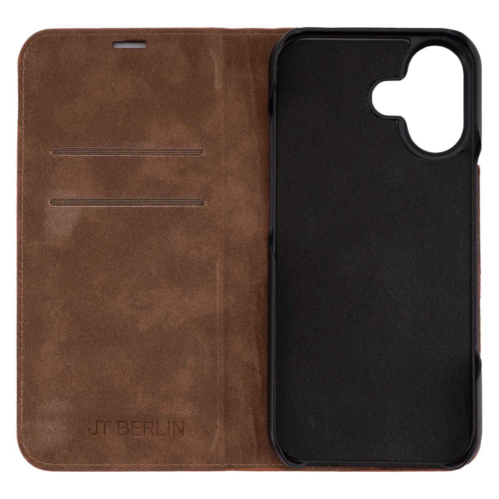 JT Berlin Echtleder BookCase Tegel für Apple iPhone 17 Air cognac (Apple iPhone 17, Apple iPhone Air) (11128)