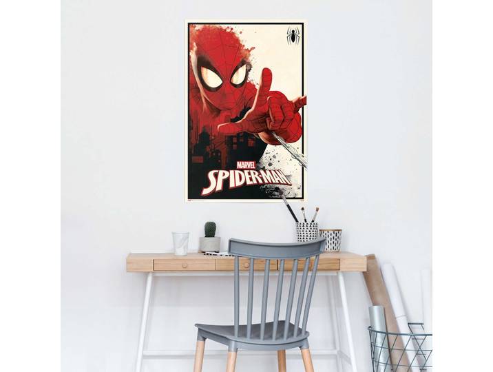 Poster REINDERS Marvel Spiderman - thwip , rot (farbe bild(er): rot), B:61cm H:91,5cm T:0,1cm, Holzwerkstoff, Bilder, Poster