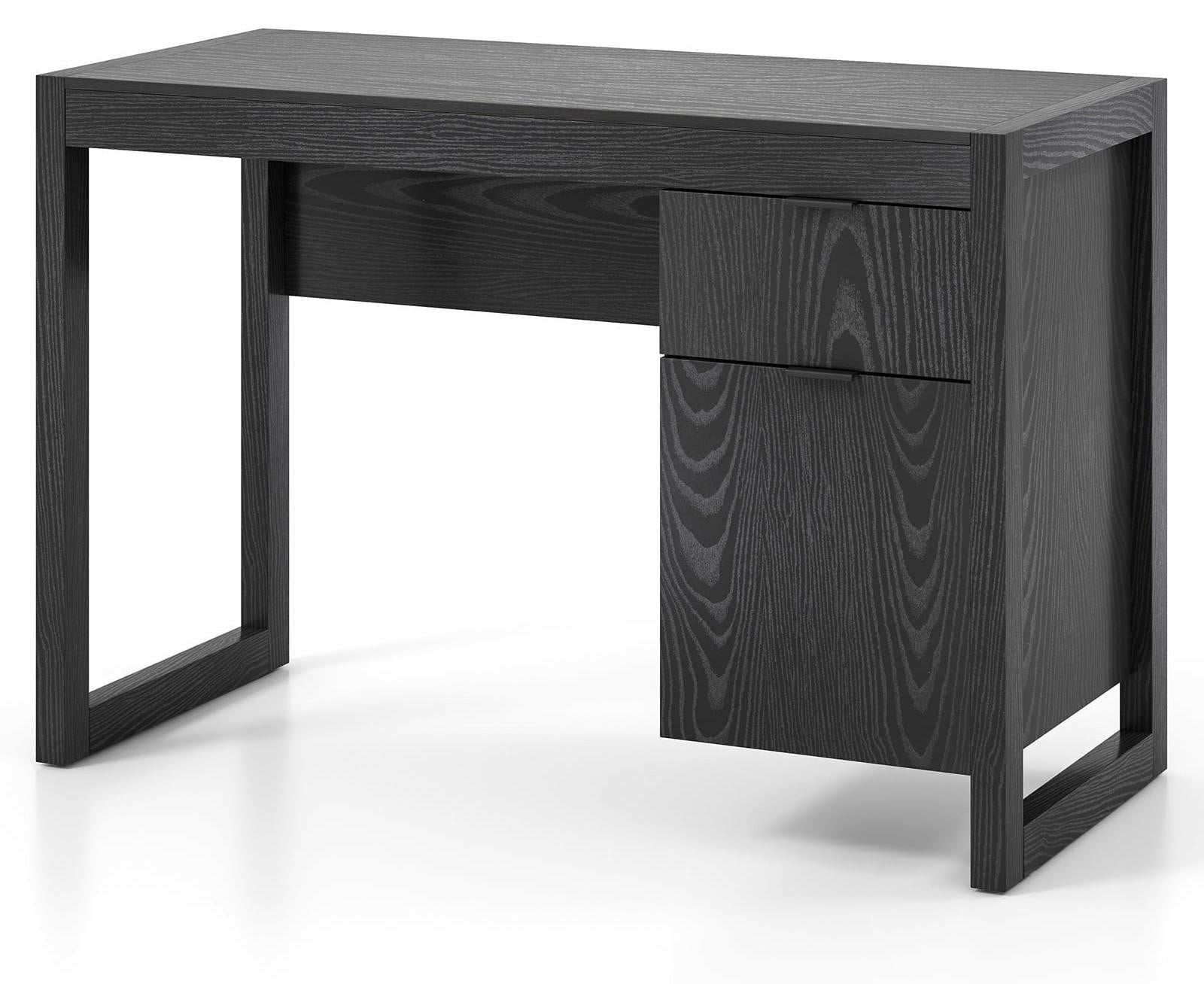 Northix Zwart computerbureau met opbergkast, Breedte: 112 cm