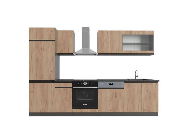 Cuisine R-Line 300cm J-Shape PT Anthracite Chêne de force doré/Anthracite Vicco 42946