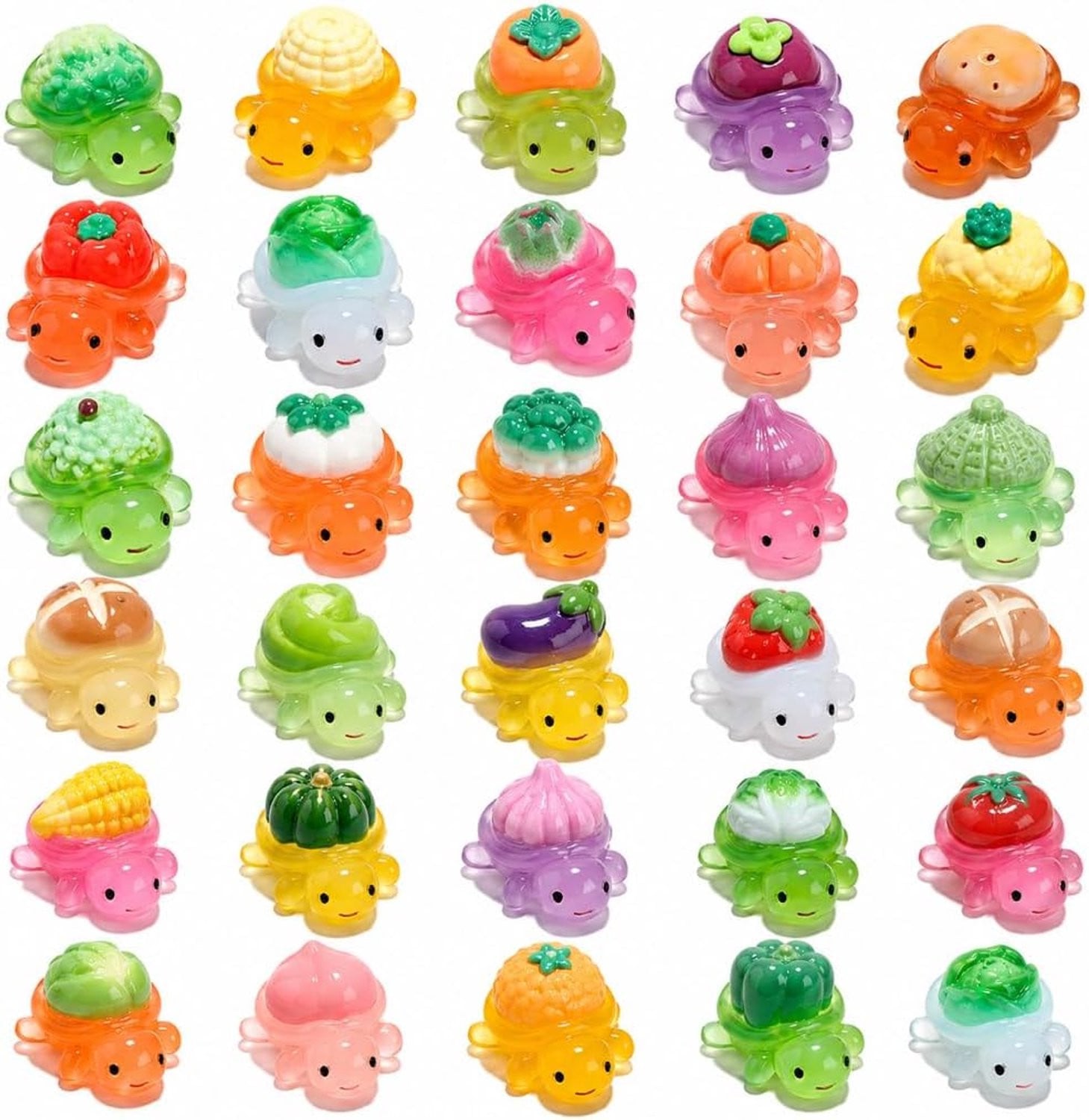 30 stuks lichtgevende mini-schildpadfiguurtjes van hars voor in de sprookjestuin