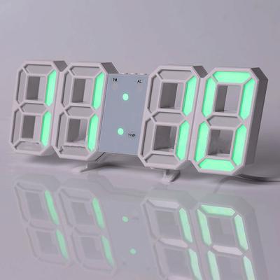 Daily Discovery Digital Wall Clock, LED Wall Clock, Digital Alarm Clock, Bedroom Decor Clock, Remote Control Clock white With Green
