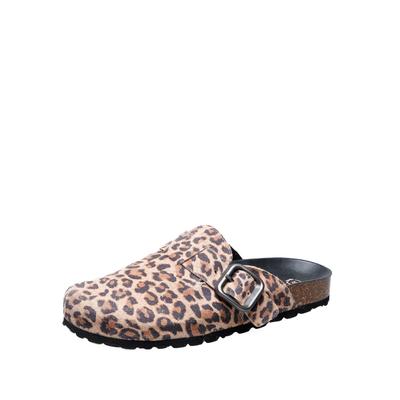 Clog VERBENAS, Damen, Gr. 37, Synthetik, braun (leo), Veloursleder, Schuhe Clog, Hausschuh, Sommerschuh im Leo-Look