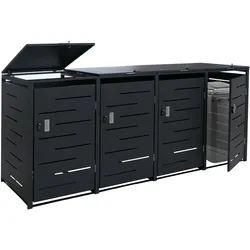 4er-Mülltonnenverkleidung HWC-E83b, Mülltonnenbox Mülltonnenabdeckung, 117x265x80cm, anthrazit, Stahl 90kg