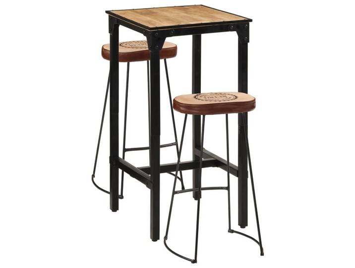 vidaXL Essgruppe 3-tlg. Bar-Set Raues holz und Metall, (3-tlg)