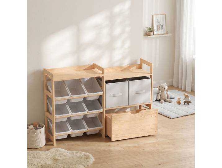 AIYAPLAY Bibliothèque Montessori 9 Bacs Bois Blanc Enfant