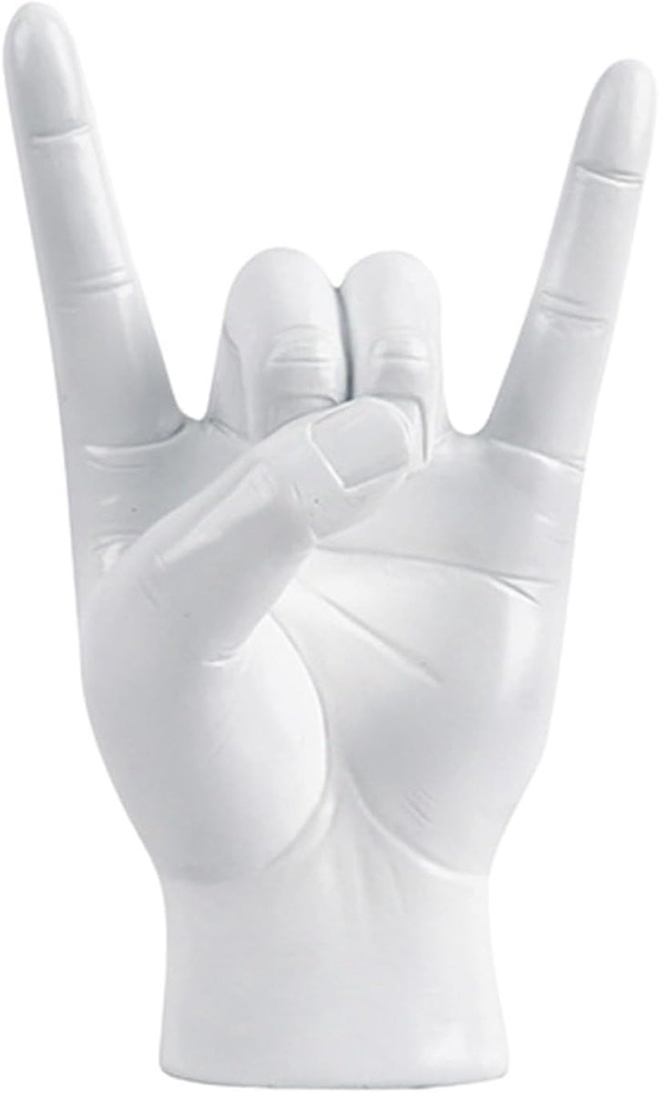 Gebaar Ornament - Abstracte hand sculptuur voor woondecoratie - Wit - B: 12 cm, D: 8.5 cm, H: 19.5 cm