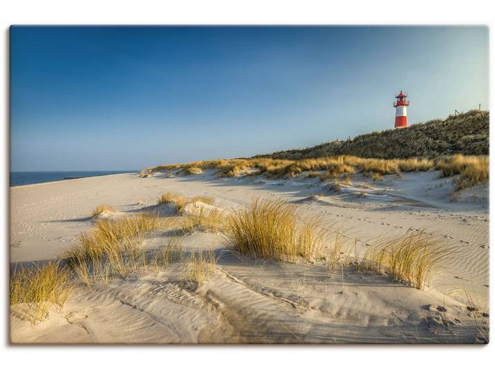 Leinwandbild ARTLAND Leuchtturm List-Ost Ellenbogen-Halbinsel , braun (farbe bild(er): braun), B:90cm H:60cm, Bilder, Leinwandbild, auf Holzrahmen gespannt