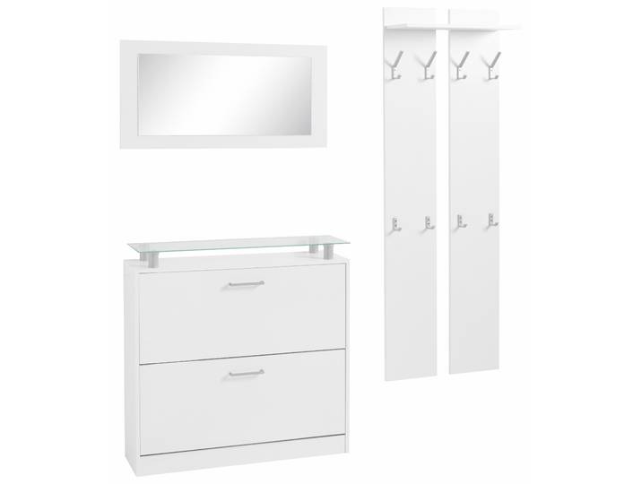 Garderoben-Set BORCHARDT MÖBEL Finn , weiss (weiß matt, weiß matt), Kastenmöbel-Sets, Garderoben-Set, mit Glasablage