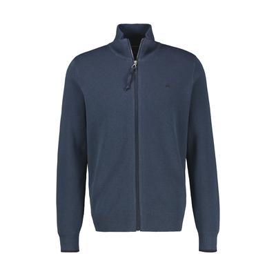 Strickjacke LERROS "Strickjacke in sportiver 2-Tone-Optik", Herren, Gr. 3XL, blau (classic navy), 100% Baumwolle, Strickjacken Strickjacke