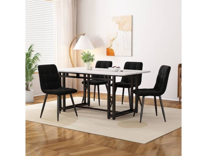 Haute qualité nouveau design 120x70cm table à manger noire avec 4 chaises table de cuisine moderne chaise de salle à manger