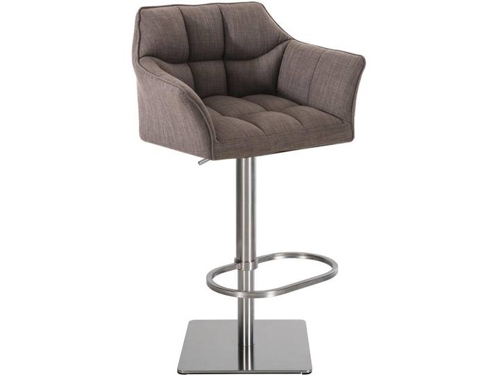 CLP Barhocker Stoff Grau, Metall, 64x88x45 cm, Esszimmer, Barmöbel, Barhocker