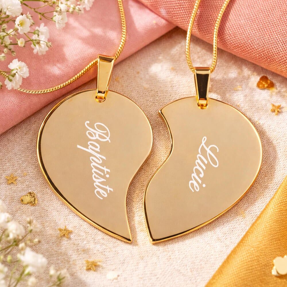 Ocadeau Collier coeur brisé doré