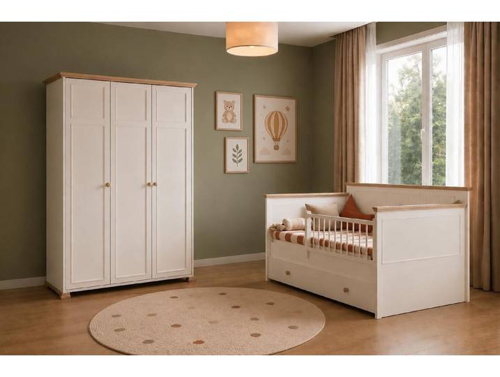 Xlmoebel Kinderkleiderschrank Kinderbett Kleiderschrank Beige Modern Kinderzimmer Stauraum (2-tlg)