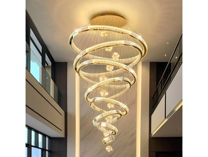 Lustre moderne en cristal, luminaires suspendus pour escalier, luminaires suspendus pour duplex, luminaires suspendus pour salon, éclairage de décoration intérieure