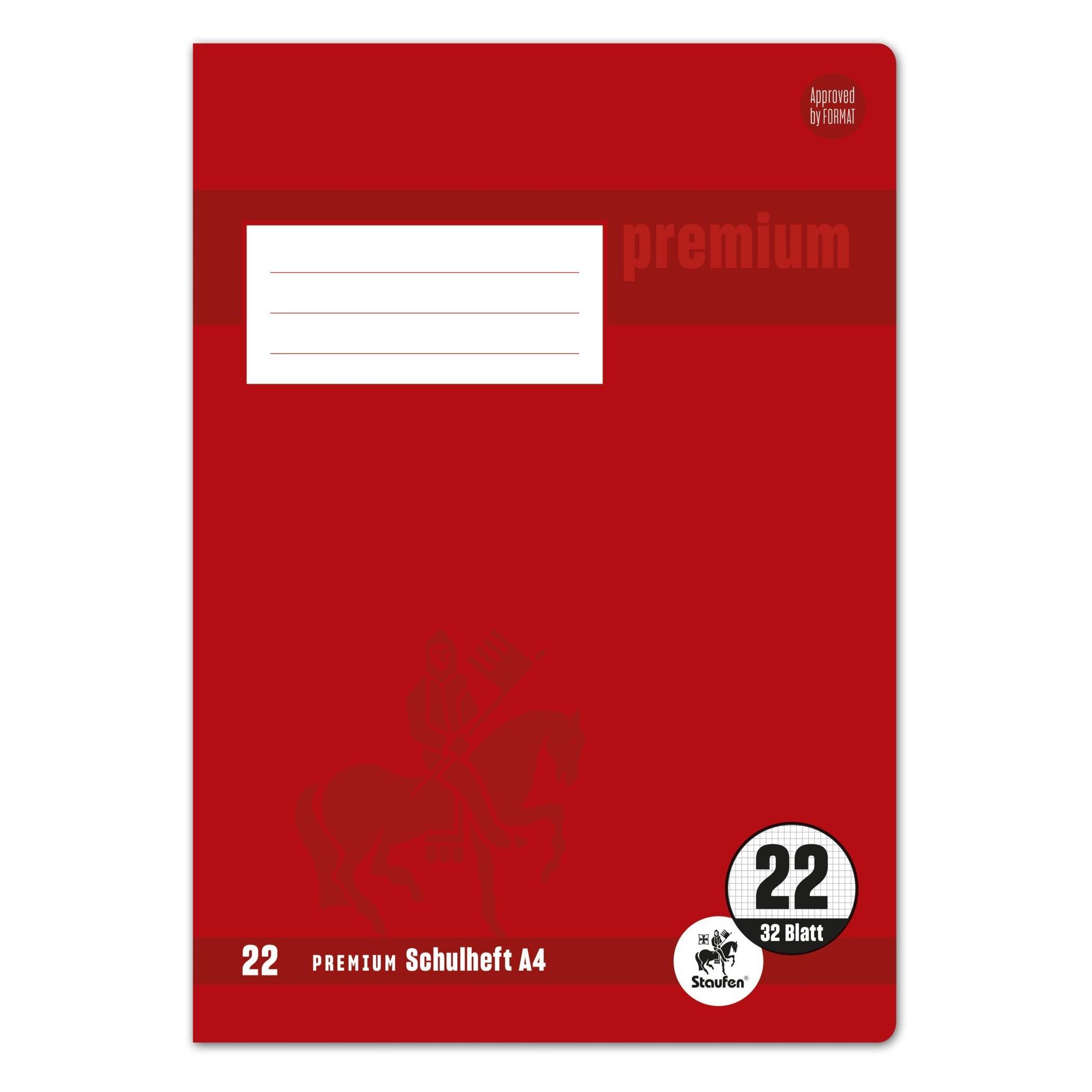 Staufen Doppelheft Premium Lineatur 22 kariert DIN A4 ohne Rand, 32 Blatt (A4, Kariert, Weicher Einband) (734010622)