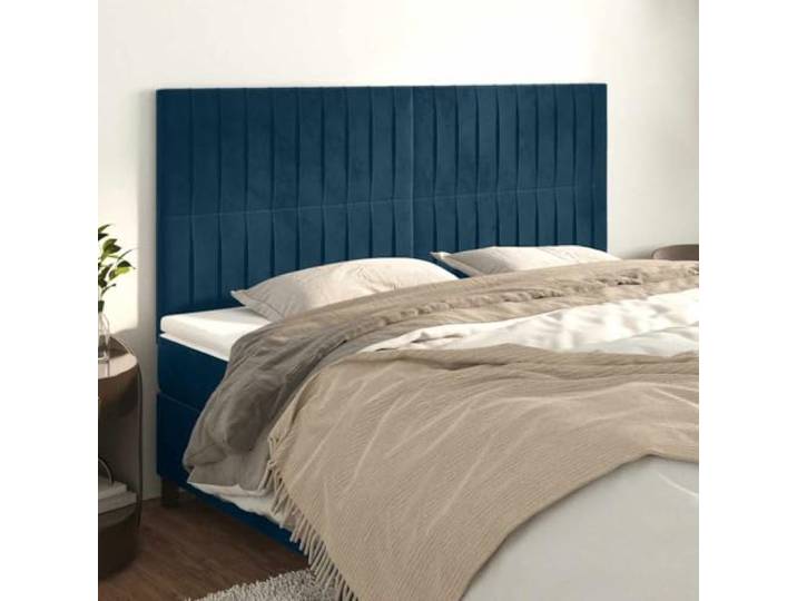 RJPLMFV Kopfteil aus Velours, Dunkelblau, 180 cm Höhenverstellbar, stabile Holzbeine, bequeme Rückenunterstützung, Doppelbett