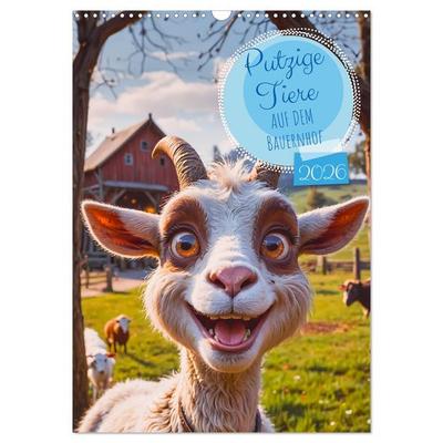 Putzige Tiere - Auf dem Bauernhof (Wandkalender 2026 DIN A3 hoch), CALVENDO Monatskalender