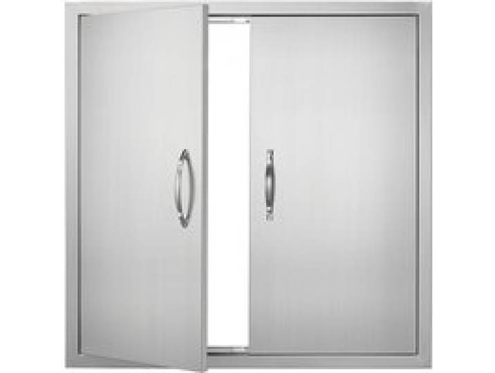 VEVOR Porte d'Accès pour Barbecue, Double Porte de Cuisine Extérieure 790x790x46 mm, Porte Encastrée en Acier Inoxydable, avec Poignées, pour Îlot de Barbecue, Placard Extérieure, Jardin, Argenté