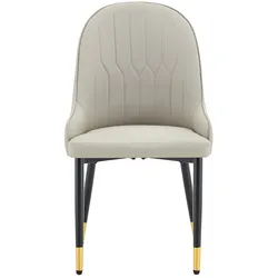 MODFU Standard-Esszimmerstuhl 2er-Set PU-Kunstleder Warmgrau/Schwarz mit Metallbeinen, 47,3x44x91 cm