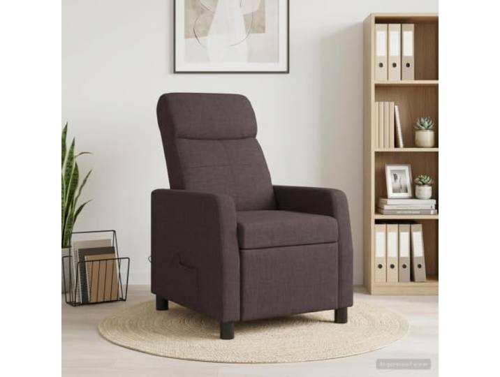 Relaxsessel Dunkelbraun Stoff 115-160° Neigbar 100% Polyester,Metall-und Holzwerkstoffrahmen,flache Armlehnen,Reißverschluss am Bezug,feuchtes Tuch