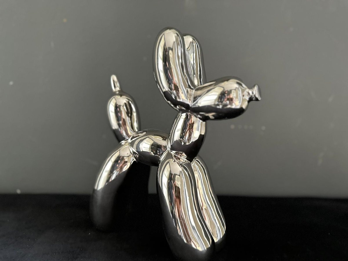 Goodyz Ballonhond - Zilverkleurige decoratie van polystone - Hoogte: 27 cm