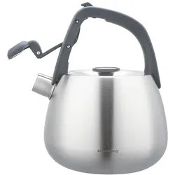 Klausberg Edelstahl-Wasserkessel mit schwarzen Griffen, 2,5 l, Wasserkocher, Schwarz, Silber