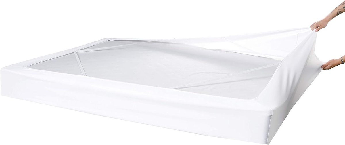 Wit elastische boxspringhoes King als alternatief voor een bedrok