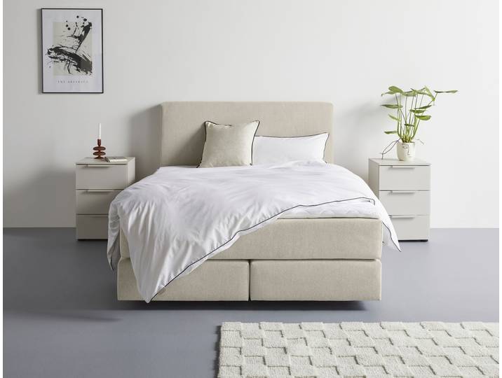 Boxspringbett, Hellgrau, 145×217 cm, 7-Zonen Tonnentaschenfederkern, Modern, LeGer