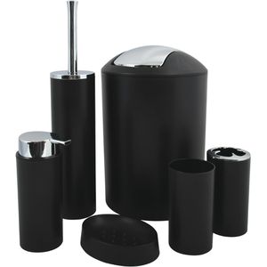 MSV Badaccessoires-Set Hannah 142694, 6-teilig, aus Kunststoff, schwarz
