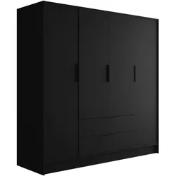 KLEIDERSCHRANK mit Flügeltüren KOLIN 200x200cm Schwarz