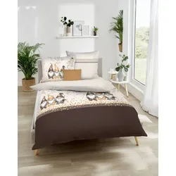 kaeppel Bettwäsche Feinbiber Wichtel Kumpel braun 155x220 cm + 80x80 cm