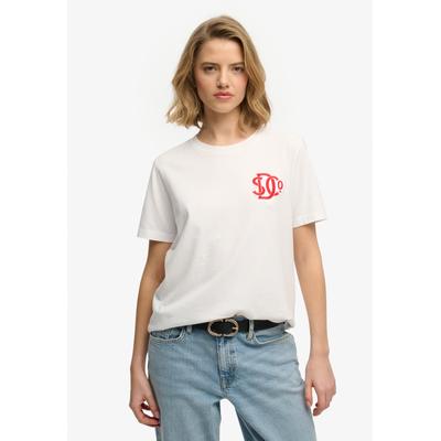 Print-Shirt SUPERDRY "SD&CO NEON RELAXED TEE", Damen, Gr. M, optic, Single Jersey, Obermaterial: 100% Baumwolle, bedruckt, relaxed fit normal, Rundhals, Shirts