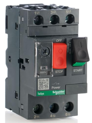 Schneider Electric TeSys motorbeveiligingsschakelaar, 3-polig, 1-1, 6A, knopbediening, schroefaansluiting, GV2ME06