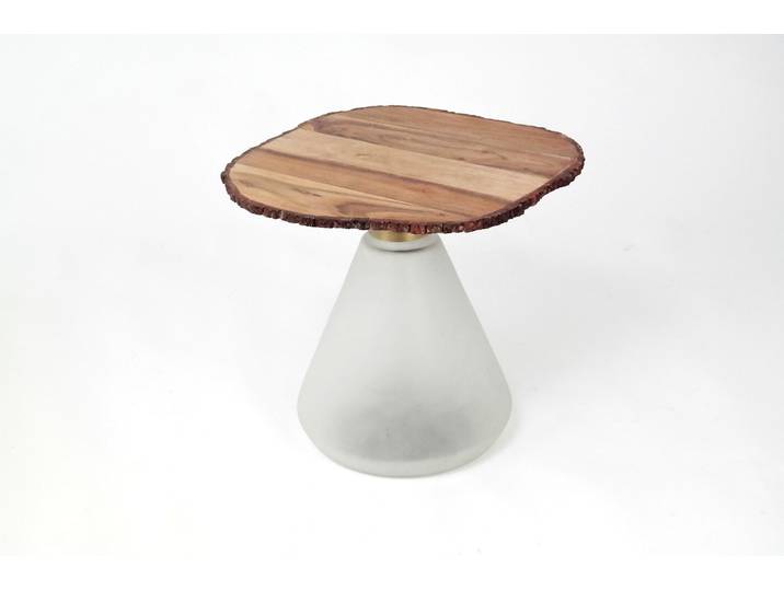 Concept Lars Beistelltisch Massivholz Akazie Milchglas