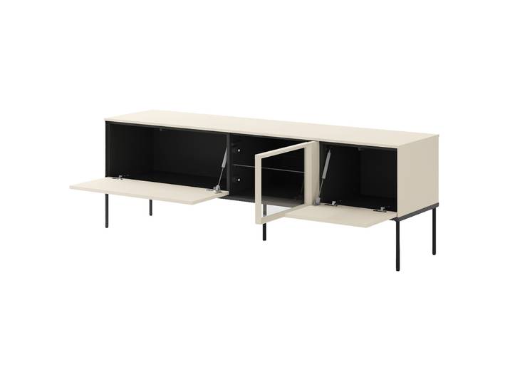 TV-Schrank Bellezo mit LED-Vitrine 166 cm cremefarben